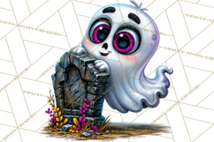 Funny Silly Ghost Halloween Clipart PNG Product Image 3