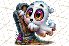 Funny Silly Ghost Halloween Clipart PNG Product Image 4