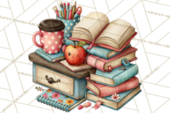 Back To School Clipart PNG School Teacher Supplies Product Image 5