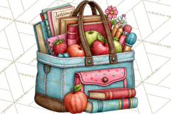 Back To School Clipart PNG School Teacher Supplies Product Image 3