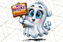 Funny Silly Ghost Halloween Clipart PNG Product Image 5
