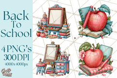 Back To School Clipart PNG School Teacher Supplies Product Image 1