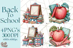 Back To School Clipart PNG School Teacher Supplies Product Image 1