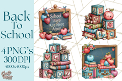 Back To School Clipart PNG School Teacher Supplies Product Image 1