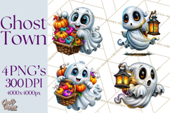 Funny Silly Ghost Halloween Clipart PNG Product Image 1