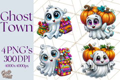 Funny Silly Ghost Halloween Clipart PNG Product Image 1