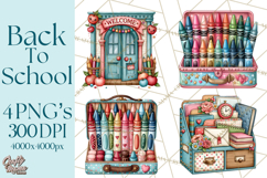 Back To School Clipart PNG School Teacher Supplies Product Image 1