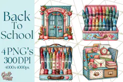 Back To School Clipart PNG School Teacher Supplies Product Image 1