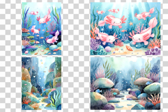 Underwater Digital Papers | Watercolor ocean sea coral fish Product Image 9