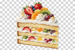 Slice Cake | Watercolor Sweet Bakery Dessert Fruit Chocolate Product Image 9