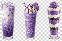 Ube Drink in Glass | Watercolor Clipart PNG Purple Iced Latte Product Image 9