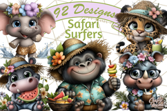 Hawaiian Safari Animals Tropical Beach Clipart PNG Product Image 1