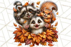 Feral Fall Friends Raccoon Opossum Squirrel Clipart Product Image 2