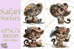 Hawaiian Safari Animals Tropical Beach Clipart PNG Product Image 1