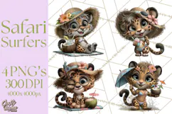 Hawaiian Safari Animals Tropical Beach Clipart PNG Product Image 1