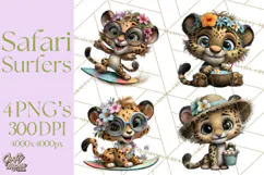 Hawaiian Safari Animals Tropical Beach Clipart PNG Product Image 1