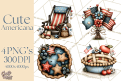 Americana Patriotic Summer Clipart Memorial Day July 4 Product Image 1