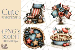 Americana Patriotic Summer Clipart Memorial Day July 4 Product Image 1