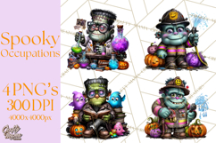 Cute Halloween Occupation Monsters PNG Clipart Product Image 1