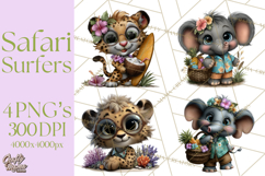 Hawaiian Safari Animals Tropical Beach Clipart PNG Product Image 1