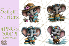 Hawaiian Safari Animals Tropical Beach Clipart PNG Product Image 1