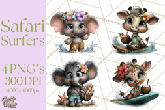 Hawaiian Safari Animals Tropical Beach Clipart PNG Product Image 1