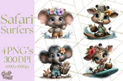 Hawaiian Safari Animals Tropical Beach Clipart PNG Product Image 1