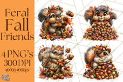 Feral Fall Friends Raccoon Opossum Squirrel Clipart Product Image 1