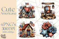 Americana Patriotic Summer Clipart Memorial Day July 4 Product Image 1