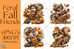 Feral Fall Friends Raccoon Opossum Squirrel Clipart Product Image 1