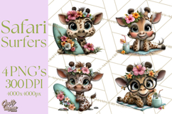 Hawaiian Safari Animals Tropical Beach Clipart PNG Product Image 1