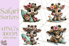 Hawaiian Safari Animals Tropical Beach Clipart PNG Product Image 1