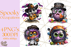 Cute Halloween Occupation Monsters PNG Clipart Product Image 1