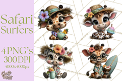Hawaiian Safari Animals Tropical Beach Clipart PNG Product Image 1