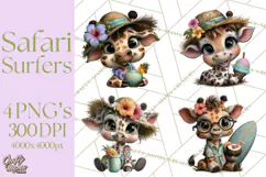 Hawaiian Safari Animals Tropical Beach Clipart PNG Product Image 1