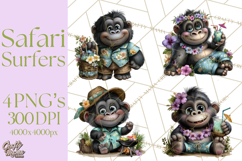 Hawaiian Safari Animals Tropical Beach Clipart PNG Product Image 1