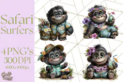Hawaiian Safari Animals Tropical Beach Clipart PNG Product Image 1