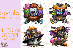 Cute Halloween Occupation Monsters PNG Clipart Product Image 1