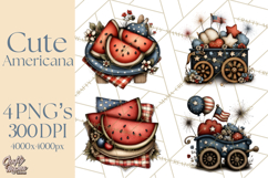 Americana Patriotic Summer Clipart Memorial Day July 4 Product Image 1