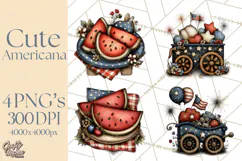 Americana Patriotic Summer Clipart Memorial Day July 4 Product Image 1