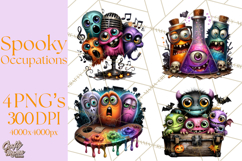 Cute Halloween Occupation Monsters PNG Clipart Product Image 1