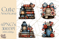 Americana Patriotic Summer Clipart Memorial Day July 4 Product Image 1