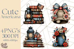 Americana Patriotic Summer Clipart Memorial Day July 4 Product Image 1
