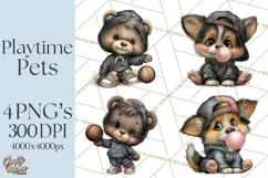 Kidcore Puppy Kitten Bear Clipart Cute Streetwear Animals Product Image 1