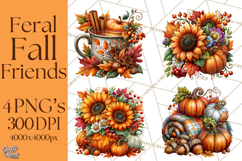 Feral Fall Friends Raccoon Opossum Squirrel Clipart Product Image 1
