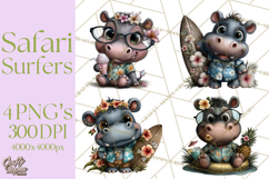 Hawaiian Safari Animals Tropical Beach Clipart PNG Product Image 1
