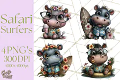 Hawaiian Safari Animals Tropical Beach Clipart PNG Product Image 1