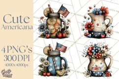 Americana Patriotic Summer Clipart Memorial Day July 4 Product Image 1