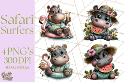 Hawaiian Safari Animals Tropical Beach Clipart PNG Product Image 1