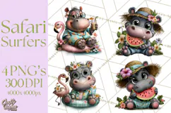 Hawaiian Safari Animals Tropical Beach Clipart PNG Product Image 1